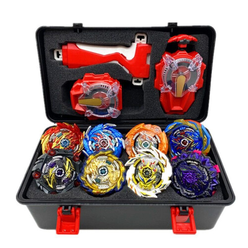 TOY9092 Super King 8-Piece Beyblade Burst Set with Box, Sparkling Launcher & Storage Case