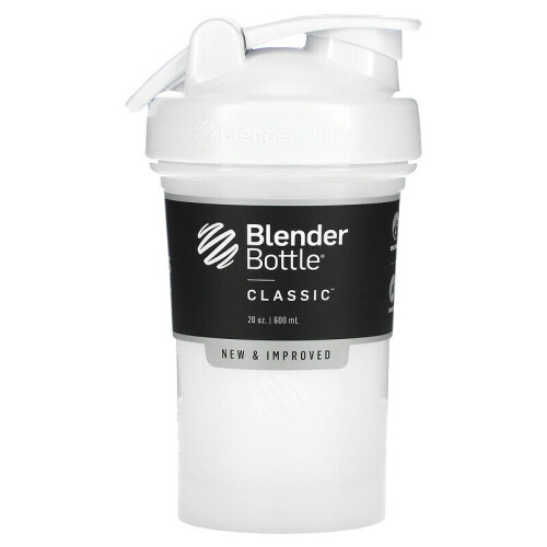 BlenderBottle Classic V2 Bottiglia Shaker Perfetta per Frullati e Pre Workout, 20-Ounce, Bianco
