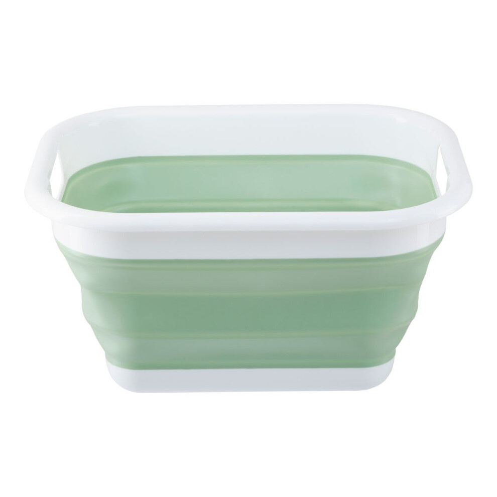 Collapsible Green White Laundry Basket