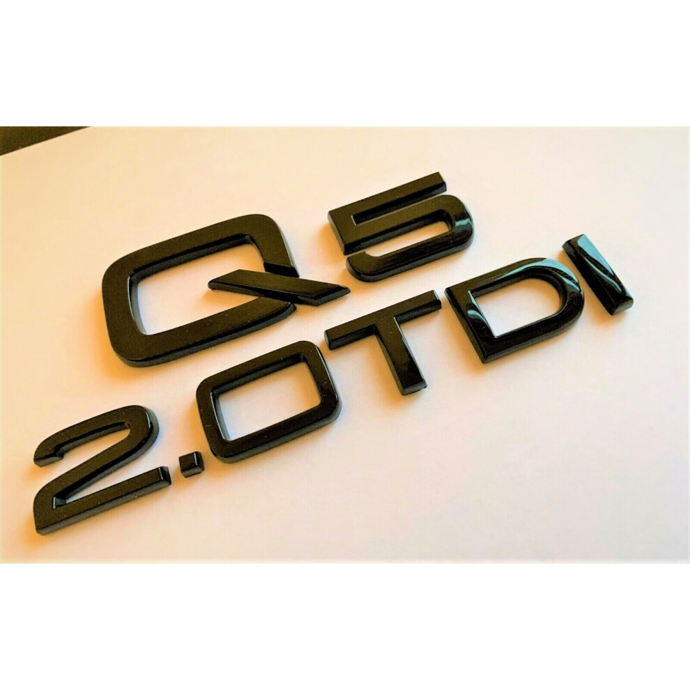 Gloss Q5 2.0Tdi Tdi Badge Rear Boot Trunk Fits Audi Q5 Models Black 5060655320231
