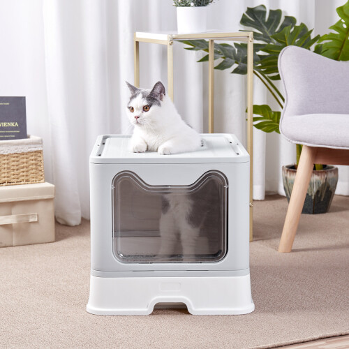 Bingopaw Großes Katzenklo mit Schublade Geschlossene Katzentoilette für den oberen oder vorderen Eingang 1