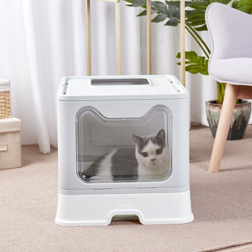 Bingopaw Großes Katzenklo mit Schublade Geschlossene Katzentoilette für den oberen oder vorderen Eingang 2