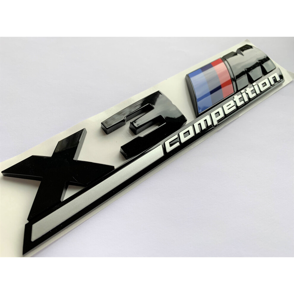 Gloss X3 Competition Badge Rear Boot For Bmw X3 Series E83 F25 G01 Black 5060655320293