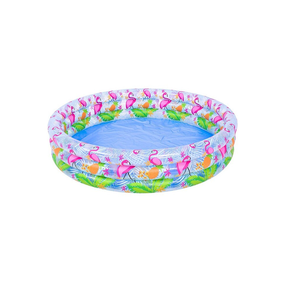 Photos - Inflatable Pool 120 x 25cm Friendly Fun Flamingo Inflatable Three Ring Paddling Water Pool