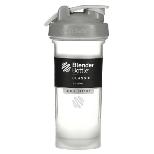 Blender Bottle Classic with Loop, Pebble Grey 28 oz - Leak-Proof, SPOUTGUARD, Smooth Mixing, Rounded Base