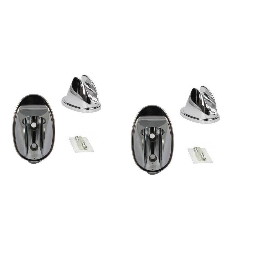 Shower Handset Holder Wall Bracket Inc Wall Fixings Abs/Chrome (2 Pack) 5060651457511