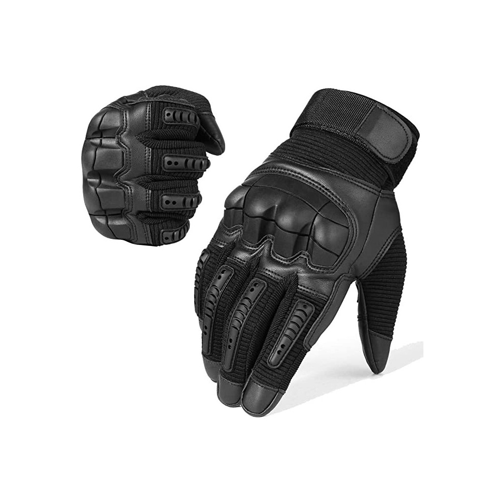 (M) TUFF Cowhide Leather Gloves Motorcycle Tactical