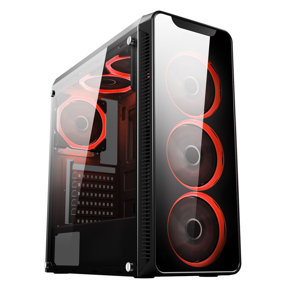 6 FANS RED Gaming PC Tower Only-i5 16GB RAM 1TB GT1030