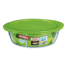 Pyrex Microwave Safe Classic Round Glass Dish with Vented Lid 2.3L