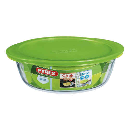 Pyrex Pyrex Microwave Safe Classic Round Glass Dish with Vented Lid 2.3L