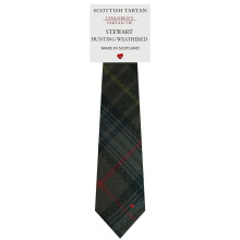 Boys All Wool Tie Woven And Made in Scotland in Stewart Hunting Weathered Tartan