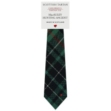 Boys All Wool Tie Woven And Made in Scotland in MacAuley Hunting Ancient Tartan