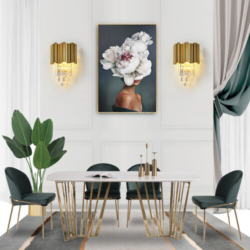 (One Layer) Clear and Gold Postmodern Chandelier Wall Light Genuine K9 Crystal Metal Body