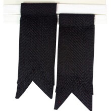 (Black) Boys Kilt Flash Single Garter Plain Pure Wool