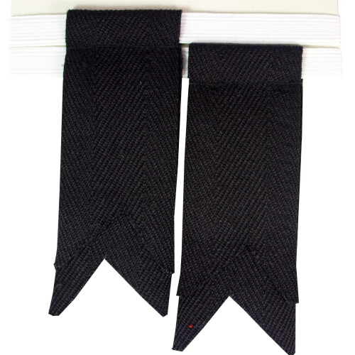 (Black) Boys Kilt Flash Single Garter Plain Pure Wool