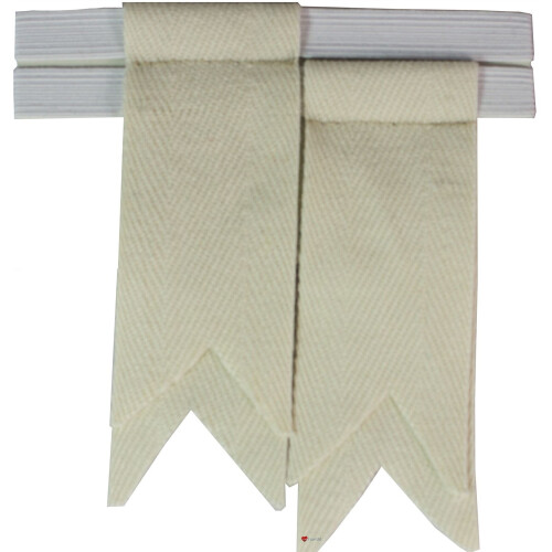 (Off White) Boys Kilt Flash Single Garter Plain Pure Wool