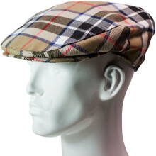 (Medium) Flat Cap Mens Pure Wool Thomson Camel Modern Tartan Scottish Tweed Casual Golf Hat