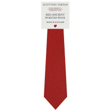 Boys All Wool Tie Woven And Made in Scotland in Plain Ancient Red Tartan