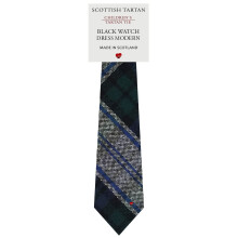 Boys All Wool Tie Woven And Made in Scotland in Black Watch Dress Modern Tartan