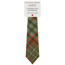 Boys All Wool Tie Woven And Made in Scotland in Stewart Old Weathered Tartan