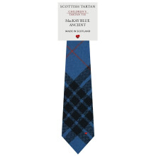 Boys All Wool Tie Woven And Made in Scotland in MacKay Blue Ancient Tartan