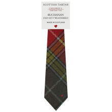 Boys All Wool Tie Woven And Made in Scotland in Buchanan Old Sett Weathered Tartan