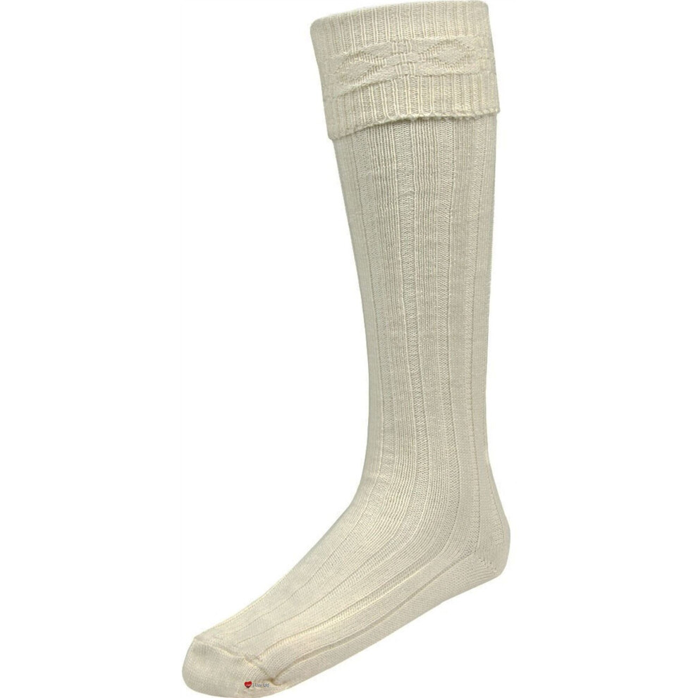 (M (8-10)) Gents White Kilt Hose Socks Knitted Full Length-image-OPC-P79FPDY-NEW
