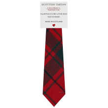 Boys All Wool Tie Woven And Made in Scotland in MacDonald Lord Of The Isles Red Modern Tartan