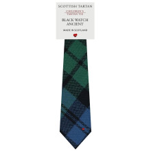 Boys All Wool Tie Woven And Made in Scotland in Black Watch Ancient Tartan