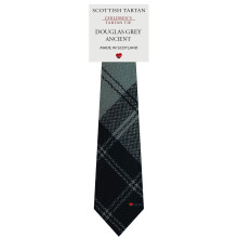 Boys All Wool Tie Woven And Made in Scotland in Douglas Grey Ancient Tartan