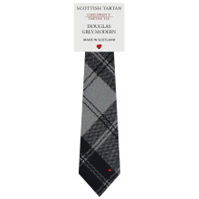 Boys All Wool Tie Woven And Made in Scotland in Douglas Grey Modern Tartan