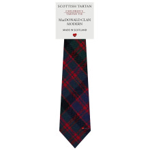 Boys All Wool Tie Woven And Made in Scotland in MacDonald Clan Modern Tartan