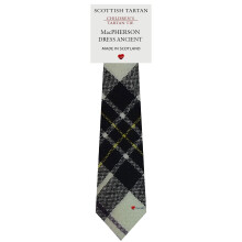 Boys All Wool Tie Woven And Made in Scotland in MacPherson Dress Ancient Tartan