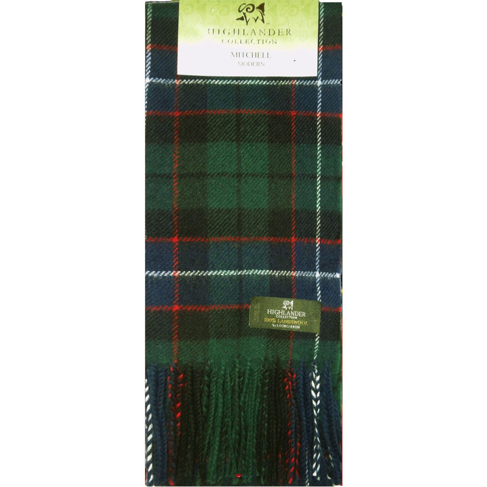 I Luv Ltd Mitchell Modern Tartan Scarf Lambswool Green