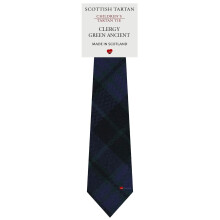 Boys All Wool Tie Woven And Made in Scotland in Clergy Green Ancient Tartan