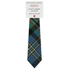 Boys All Wool Tie Woven And Made in Scotland in Scott Green Ancient Tartan