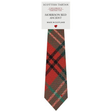 Boys All Wool Tie Woven And Made in Scotland in Morrison Red Ancient Tartan