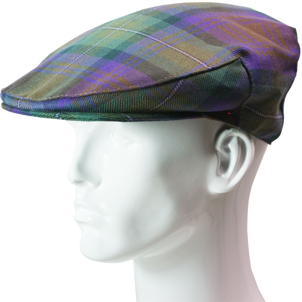 (Large) Flat Cap Mens Pure Wool Isle of Skye Tartan Scottish Tweed Casual Golf Hat