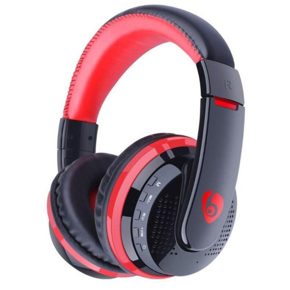 MX666 Foldable Wireless Gaming Headphone bluetooth Over-ear Handsfree Adjustable Headset with Mic Support FM TF BLACK-RED COLOR-image-OPC-P79FTT8-NEW