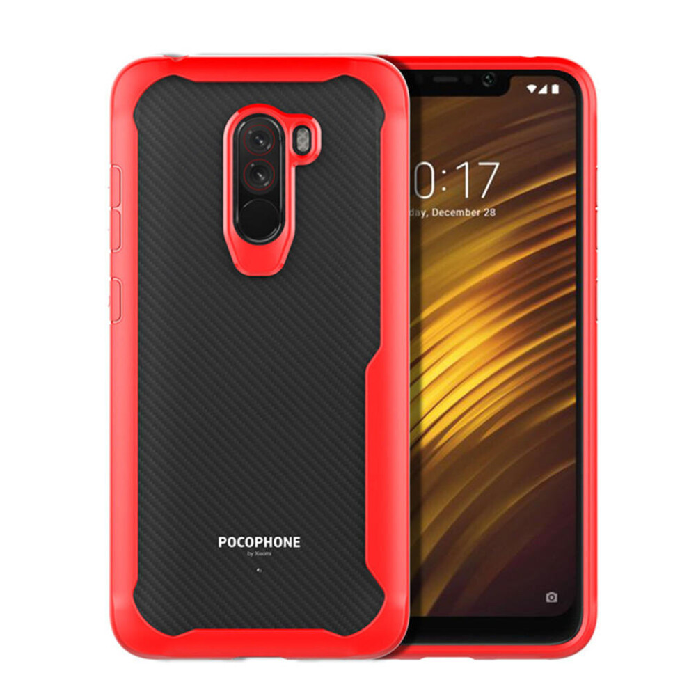 Bakeey™ Transparent Shockproof Hard Back Cover Protective Case For Xiaomi Pocophone F1 Color Red 840079093738