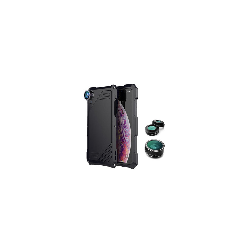 198° Fisheye Lens + 15X Macro Lens + Wide Angle Lens + Ip54 Waterproof Shockproof Zinc Alloy Case For Iphone Xs Max 840079108036