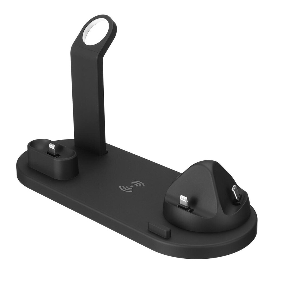 3 In 1 Qi Wireless Charger Dock Holder Mount For Apple Watch Airpods Phone Color Black 840079104472