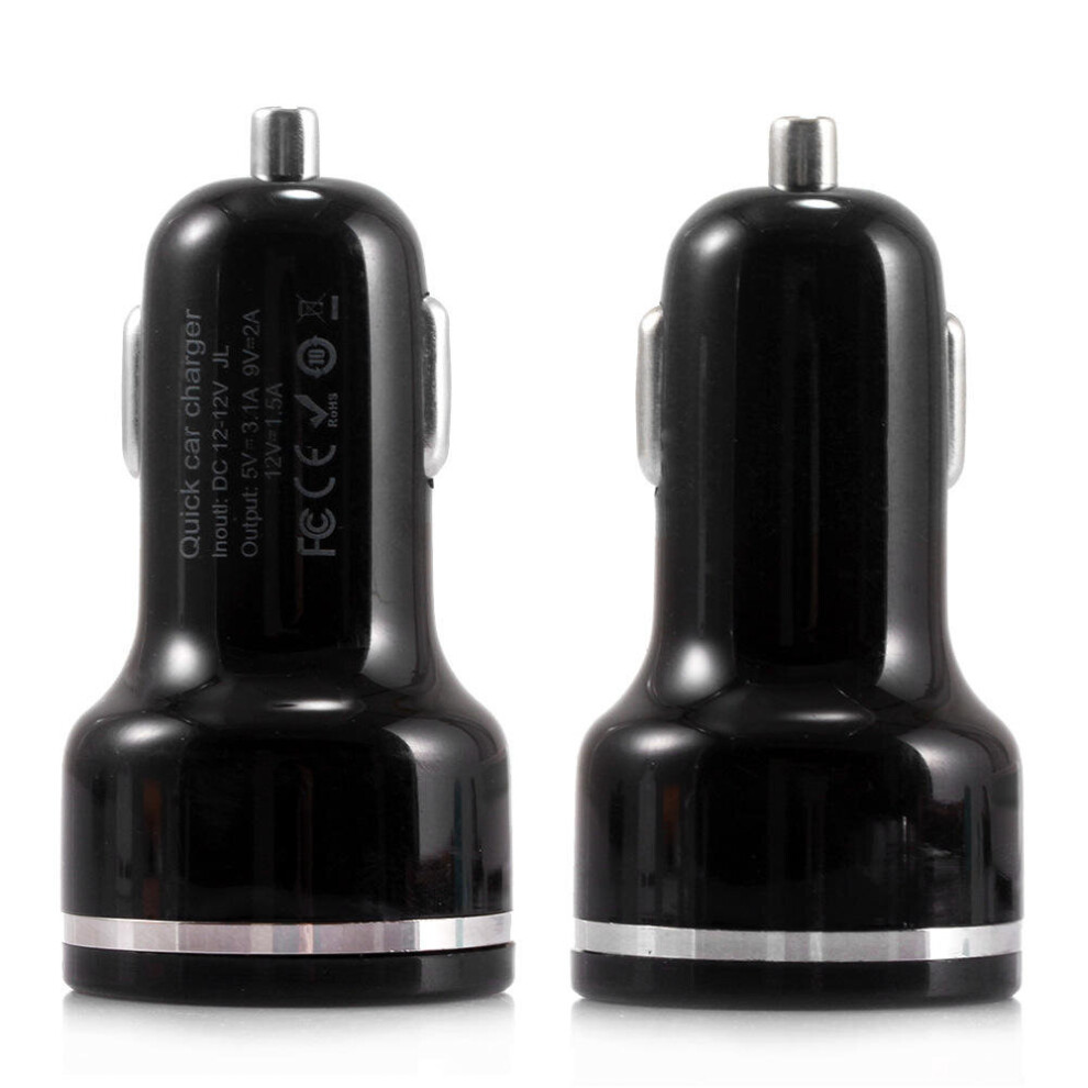 2Pcs Dual Usb Ports Fast Car Charger For Iphone X 8Plus Oneplus 5T Xiaomi 6 Mi A1 S8 Color Black 840079123282