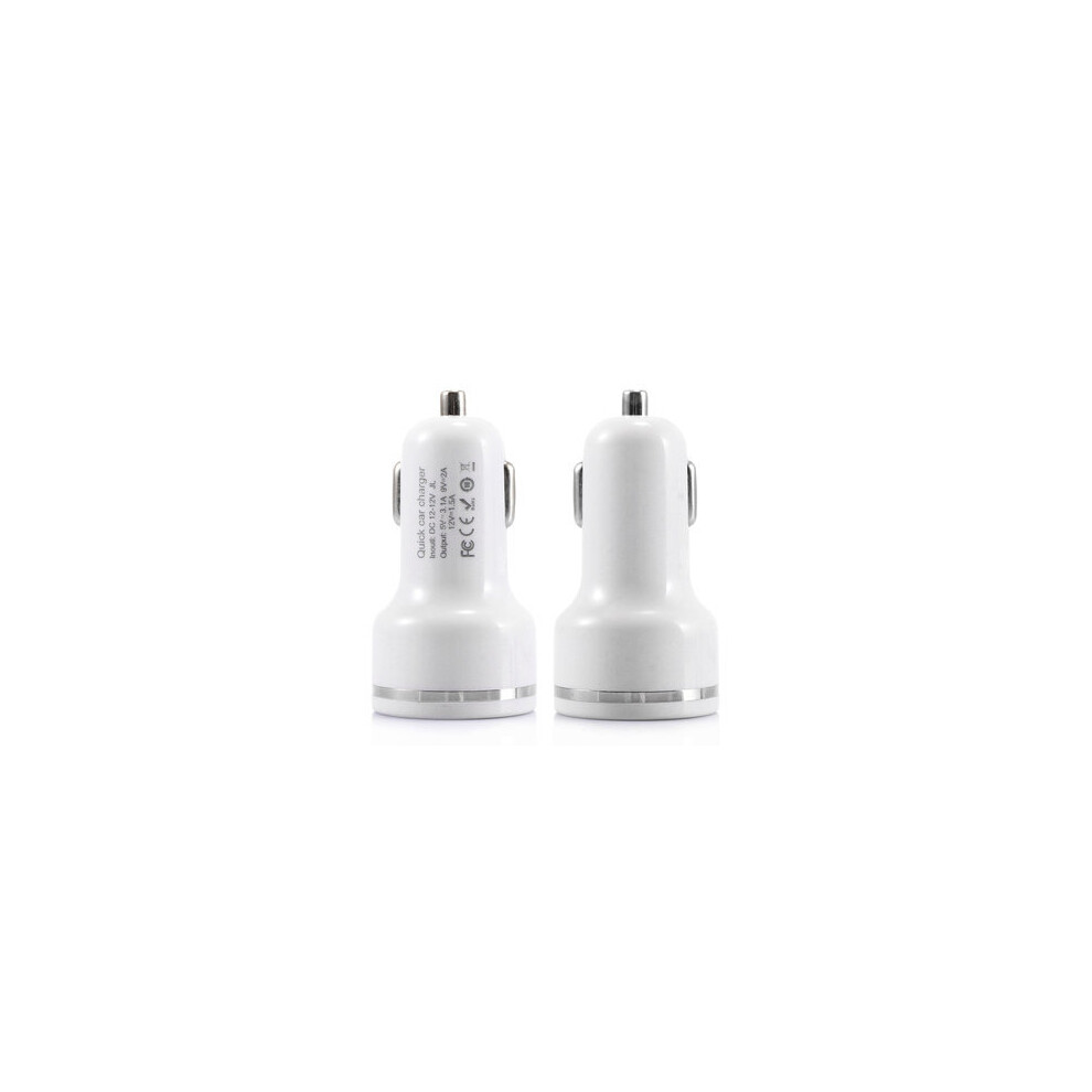 2Pcs Dual Usb Ports Fast Car Charger For Iphone X 8Plus Oneplus 5T Xiaomi 6 Mi A1 S8 Color White 840079123275