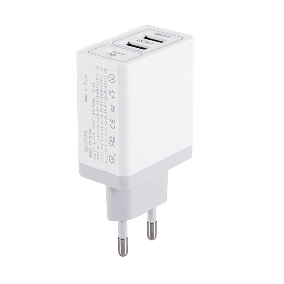 30W Dual Usb Qc3.0 Pd Fast Charging Usb Charger Adapter For Iphone 8Plus Xs 11Pro Huawei P30 Pro Mate 30 5G Xiaomi Mi9 9Pro S10+ Note 10 5G 840079116161