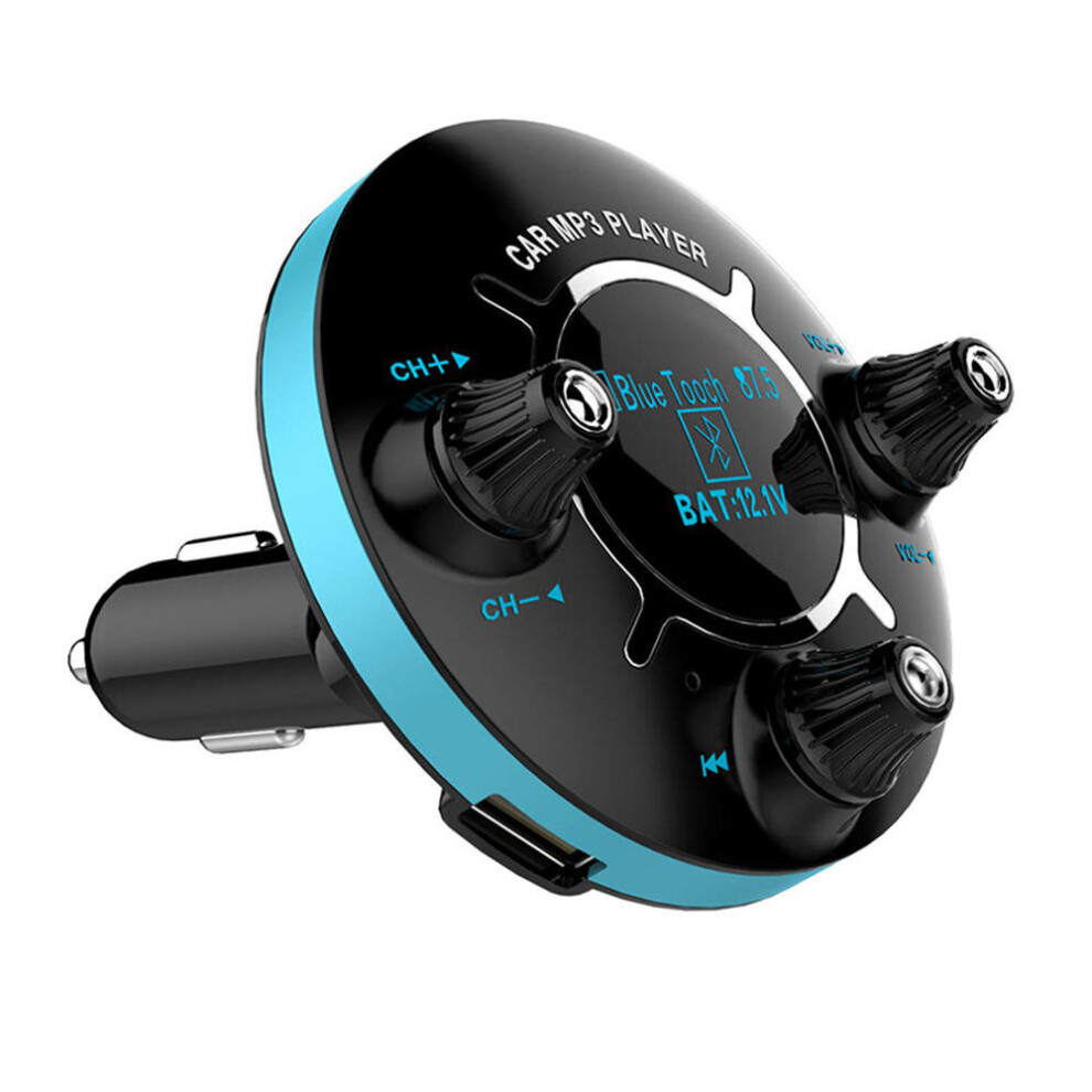 2.1A 3.5Mm Aux Dual Usb Digital Display Tooth Fm Transmitter Fast Charging Usb Car Charger For Iphone 8Plus Xs 11Pro Huawei P30 S10+ Color Blue 840079318190