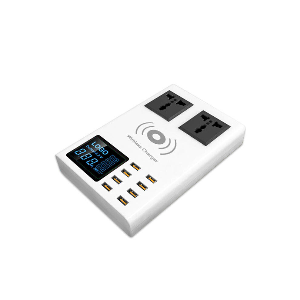 Qi Wireless Charger Pad 8 Ports Usb Smart Charger With Led Display Power Charger 840079122162