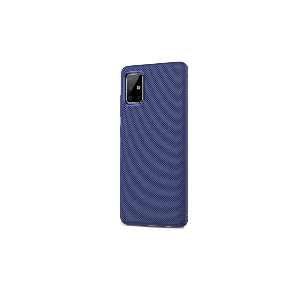 Carbon Fiber Texture Slim Soft Tpu Anti-Fall Anti-Fingerprint Protective Case For Samsung Galaxy A71 2019 Color Blue 7082497869516