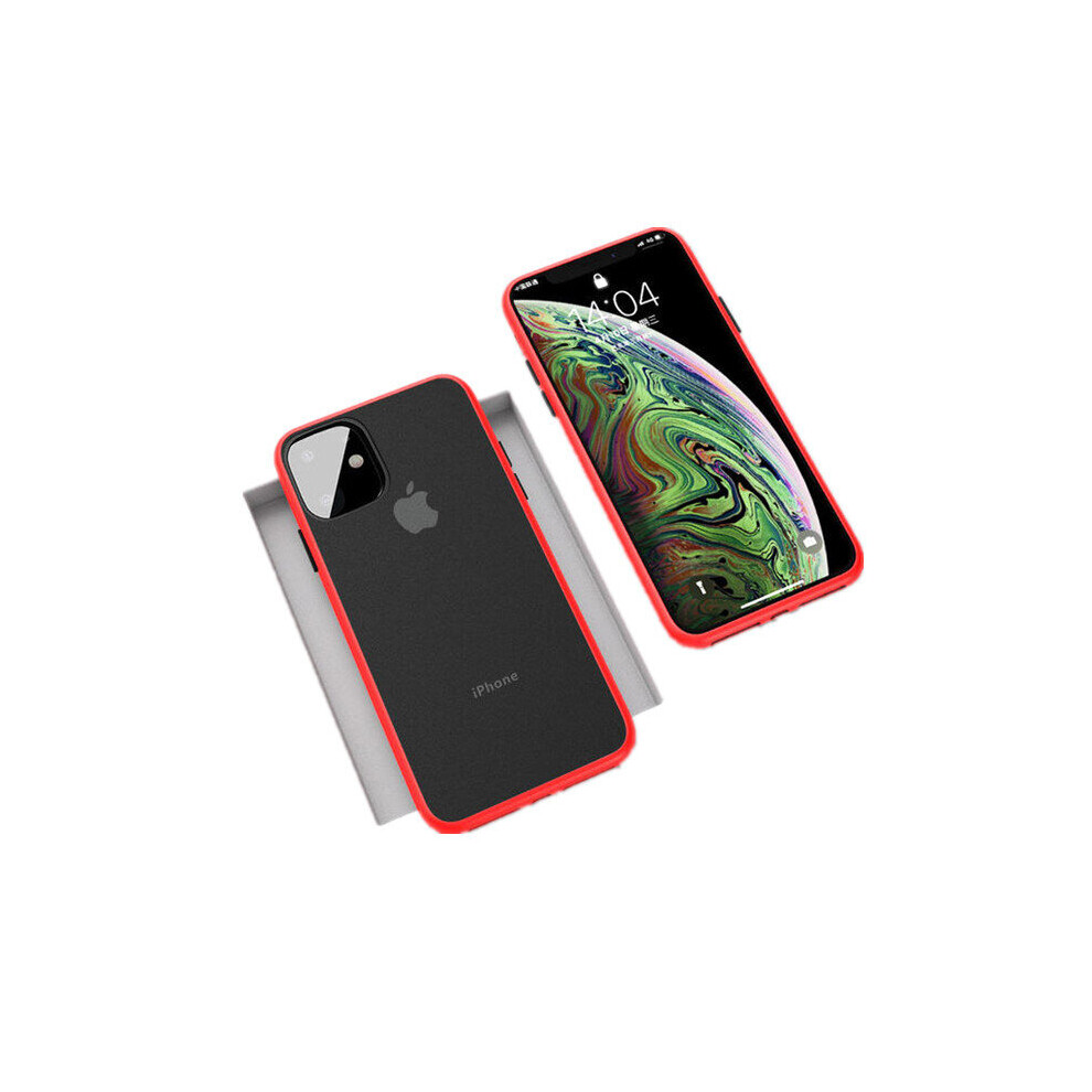 Shockproof Anti-Fingerprint Ultra-Thin Frosted Soft Silicon Edge+Hard Pc Translucent Protective Case For Iphone 11 6.1 Inch Luckyred Color 840079092434