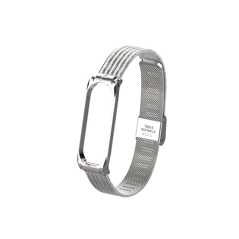 Metal Wave Style Watch Strap Replacement Watch Band For Xiaomi Miband 4 Color Silver 840079322258